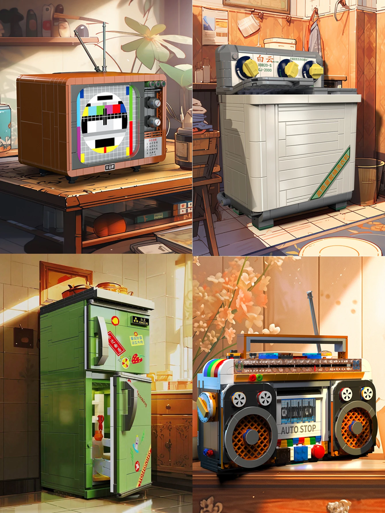 

Classic Retro Household Appliance Nostalgia Series: Retro Television Sets, Old Washing Machines, Old Refrigerators, Retro Radios