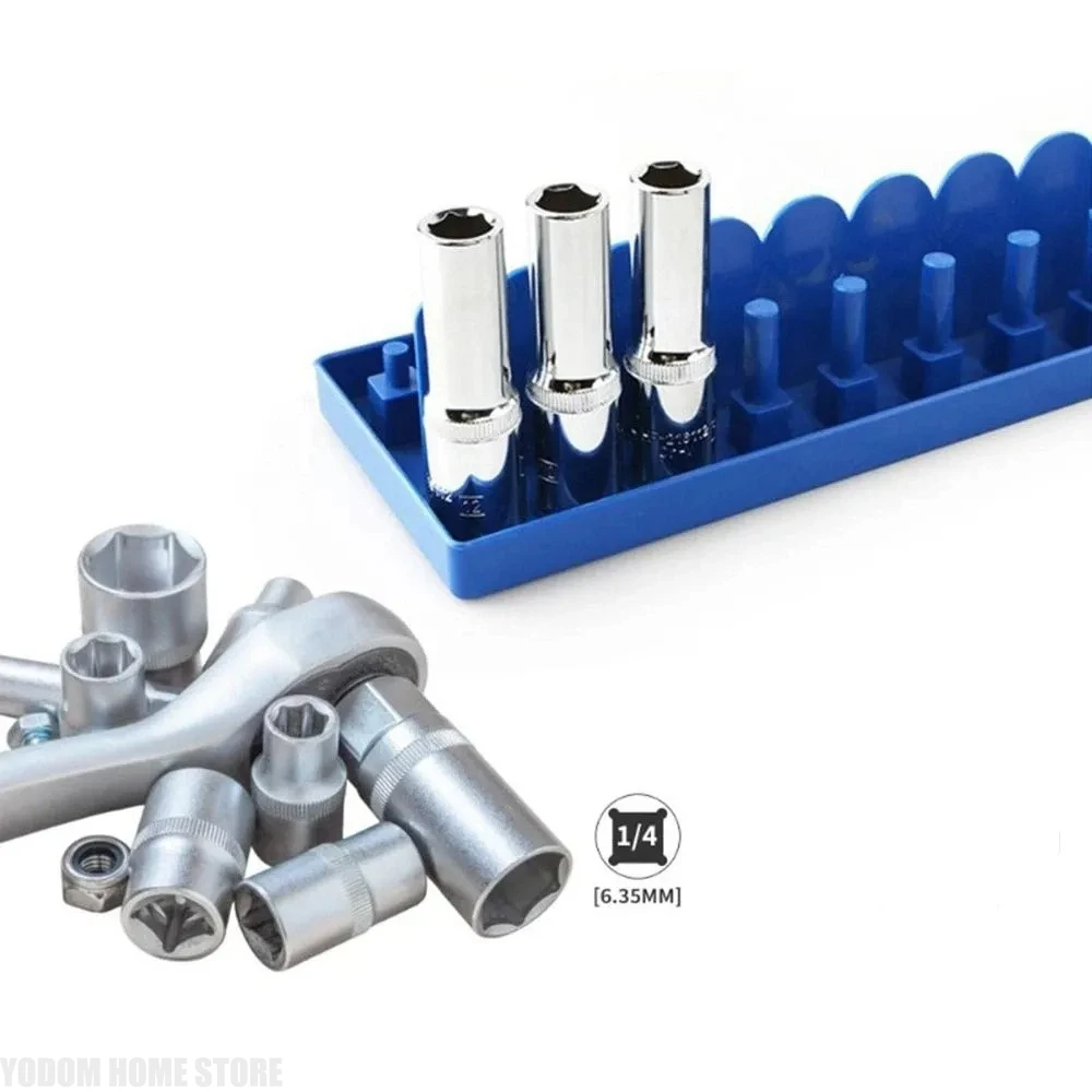 

Blue Socket Organizer, Plastic Material, 1/4" Socket Tray, Metric Sizes, High Quality Tool Storage Organizer for Daily Use