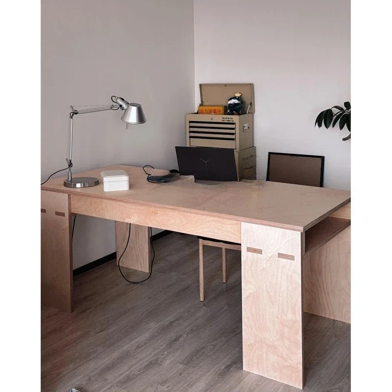 Modern simple birch desk solid wood strip table creative study writing table medieval rectangular office computer desk