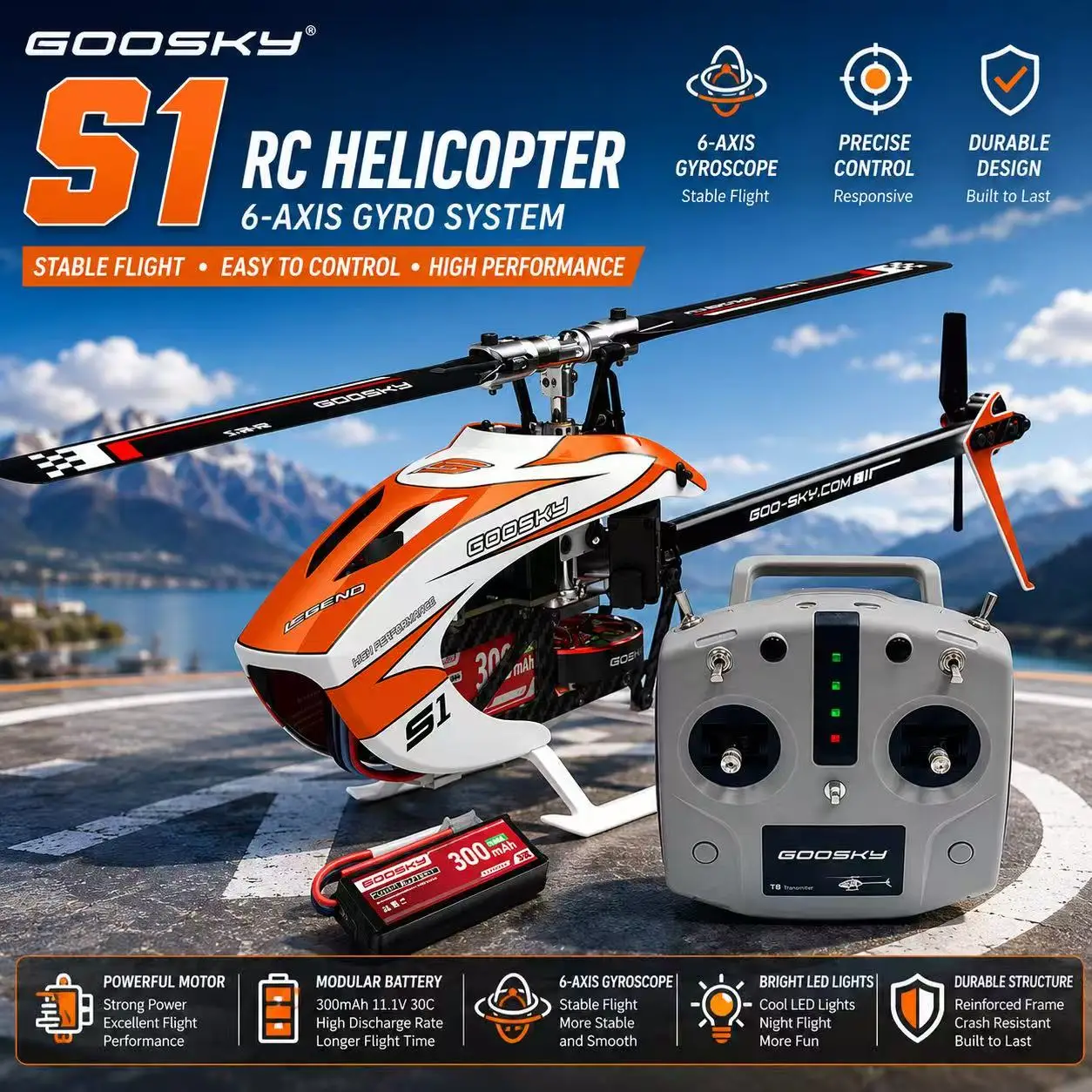RTF GOOSKY S1 RC Helicopter, 3D Stunt Aerobatic RC Helicopter Model1-Mode2