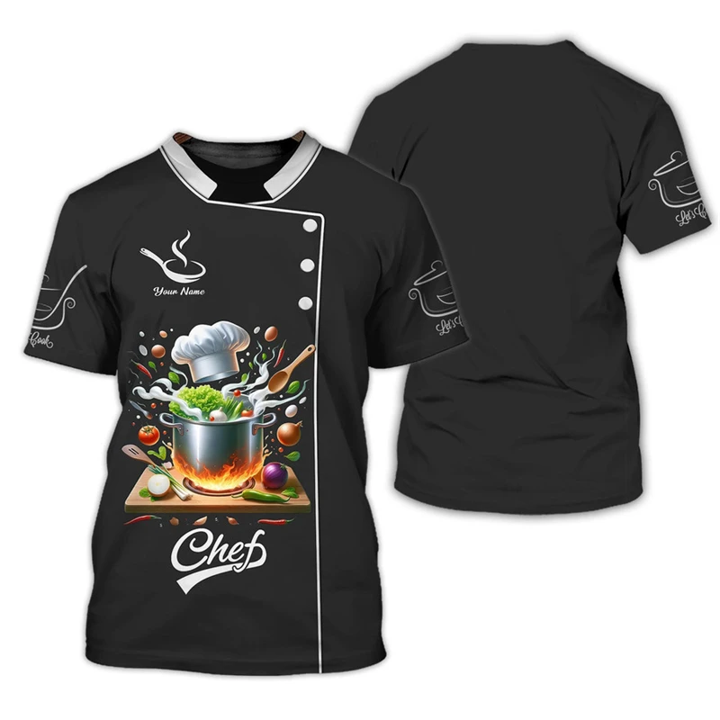 Chef Work T-shirt Customized Name Personality Pattern O-neck T Shirts 3D Print Cool Fashion Trendy Cook Tee Top 2025 New Design - view 5