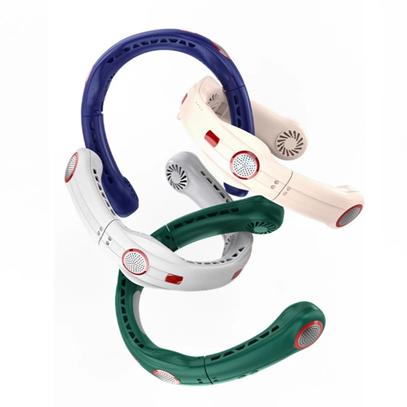 4 モーター折りたたみ式吊り首ファン 5000mAh USB 充電式ポータブル空気クーラー 3 ギア風ミニ電気ブレードレスネックバンドファン