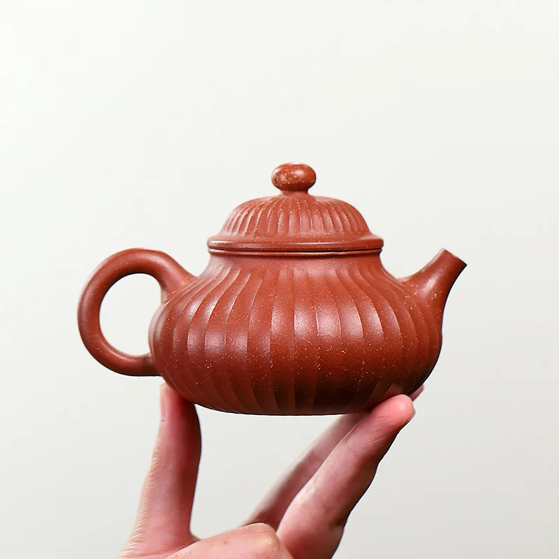 Yixing Raw Ore Purple Sand Pot Pure Handmade Tea Pot Household High-end Kung Fu Tea Set Ling Hua Pan Pot Empty Flat