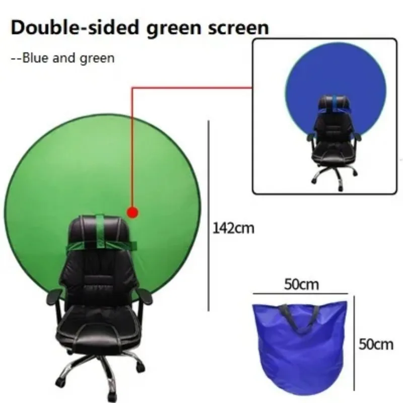 Portable 110cm Green Screen Photo Backdrops Chromakey Cloth High Color Saturation Photography Background for Live Video Studio