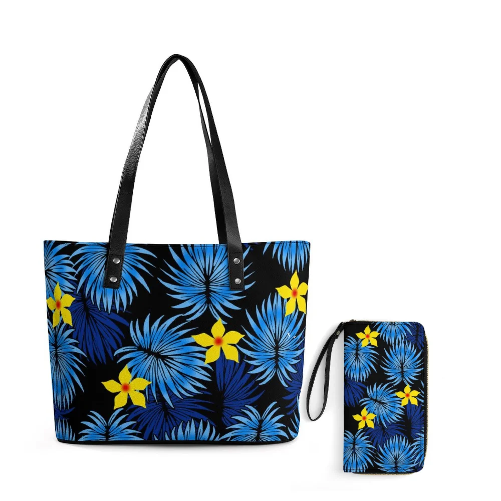 

Samoa Polynesian Island Style Printed Women'S Fashion Handbag Shoulder Bag Large Capacity Storage Bag And Wallet Card Bag Set