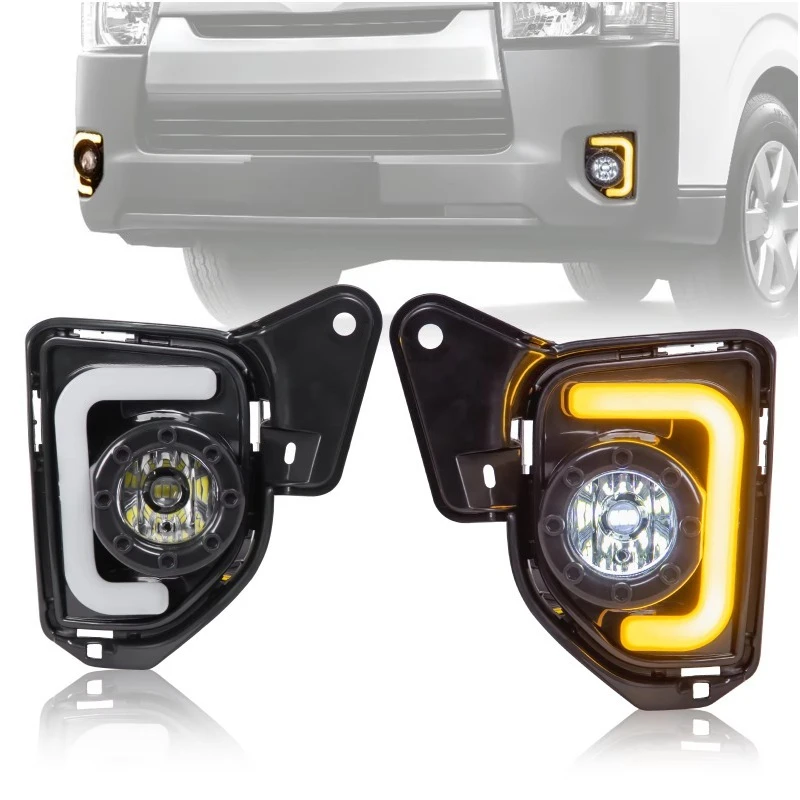 

for Toyota Hiace 2014-2018 Car Led Daytime Running Lights DRL Front Bumper Fog Lamp Modified Yellow Turn Signal 12V Daylights