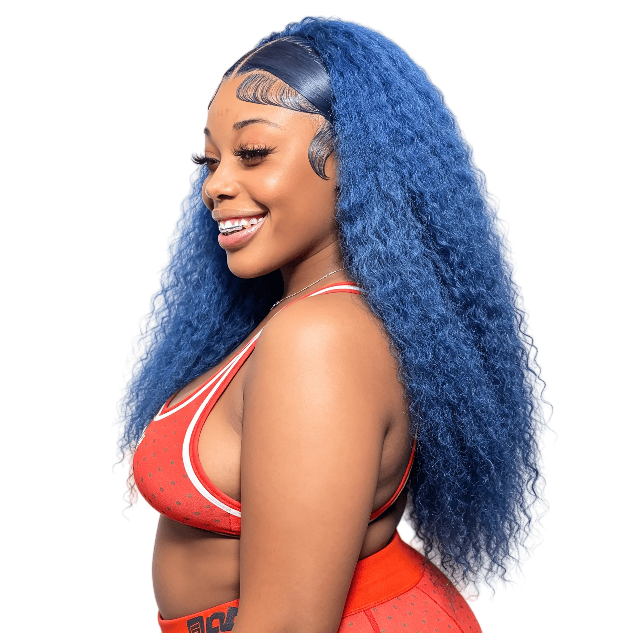 Dark Blue Curly Human Hair Wig 13x6 13x4 Lace Front Wig Pre Plucked Brazilian Virgin Transparent Lace Frontal Wig For Women 250% view 4
