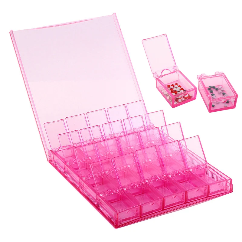 20 Grid Pink Plastic Nail Jewelry Individual Storage Box Rhinestone Organizer Case Nails Supplies Sanitizer Box Nails Manicure