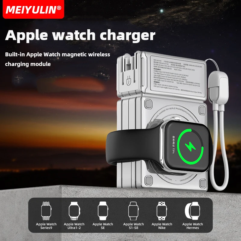 10000mAh Magnetic Wireless Power Bank Stand Portable USB Cable Fast Charging Spare Battery for Apple Watch iPhone Samsung Xiaomi view 5