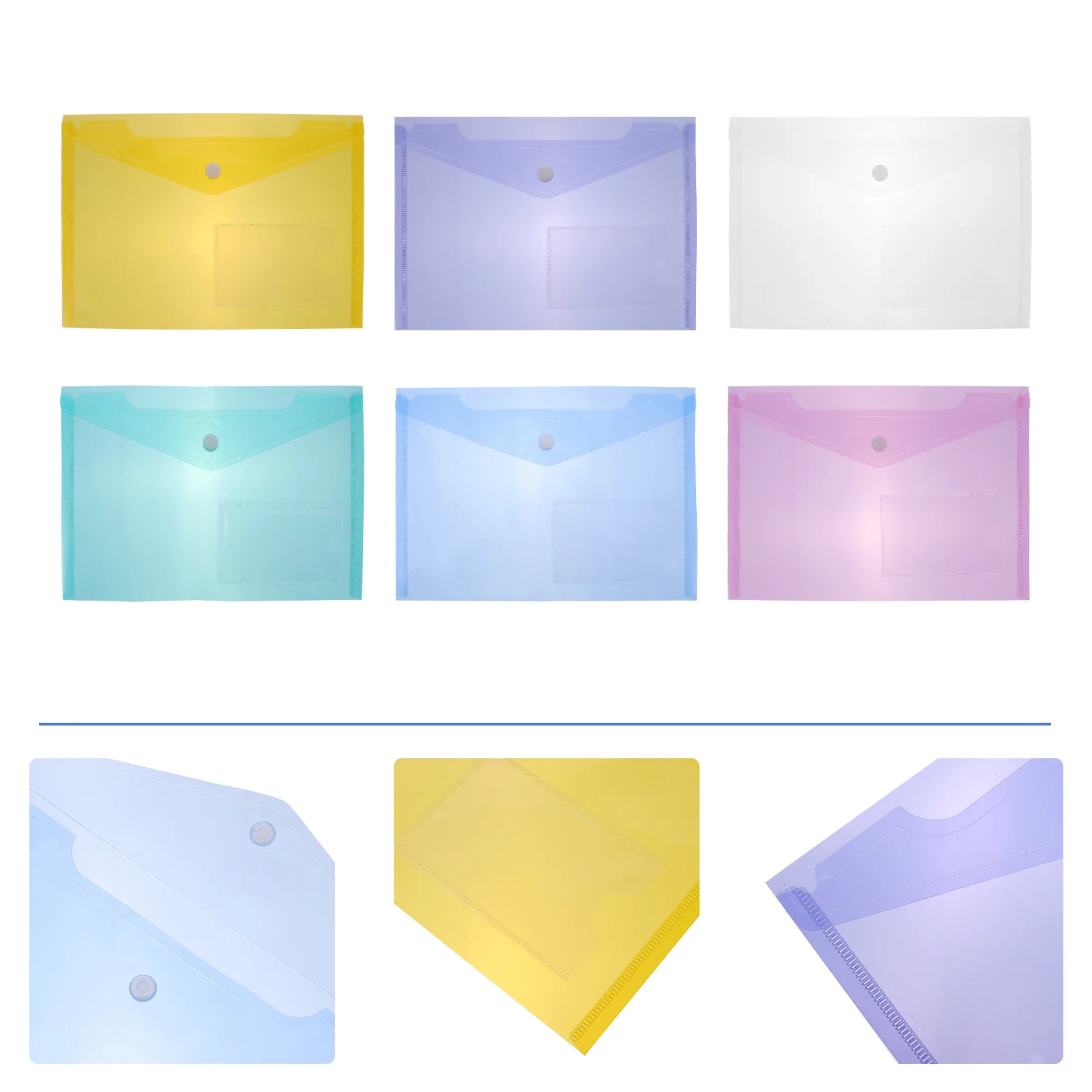 30 Pcs Poly Folders Transparent File Bag Office Buckle Snap Button Desk Clear Envelope