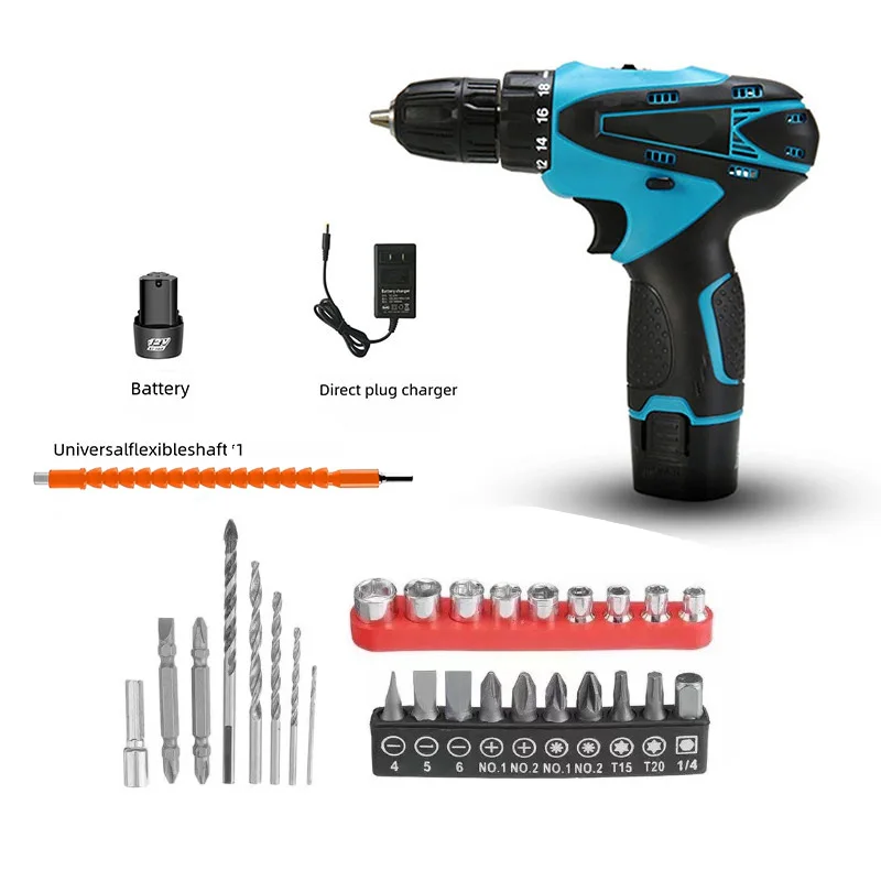 12/21Cordless Drill Set, 27 Pieces Drill,21V with 3/8\