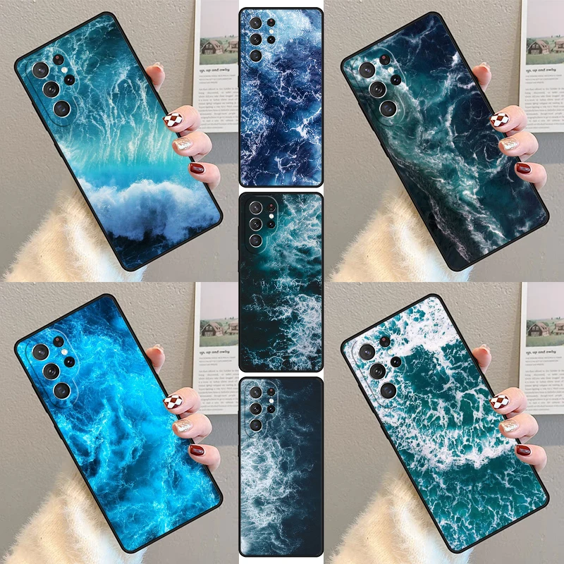 Blue Sea Ocean Waves Phone Case For Samsung Galaxy S23 S21 S20 FE S24 S22 Ultra Note20 S10 S9 S8 Plus Silicone Cover