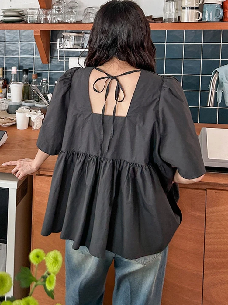

Sweet Loose Doll Ne Five Sve Cotton irt Женский летний топ Ba Tie Cotton Blend Princ Sve round Ne irt
