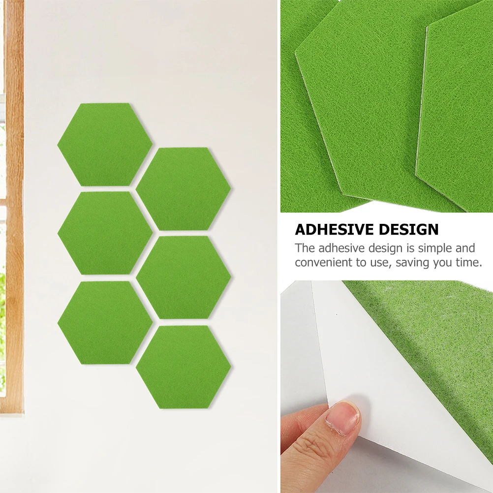 

24Pcs Acoustic Felt Boards Hexagon Bulletin Board Wall Sticker Announcement Memo Display Reminder Notice Board for Office