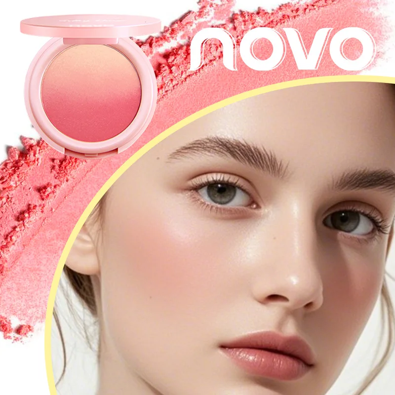 Levendig Blush-palet, meerkleurig verloopontwerp, lichtgewicht en mengbare kleur, gezichtscosmetica, met eenvoudig te gebruiken spiegel