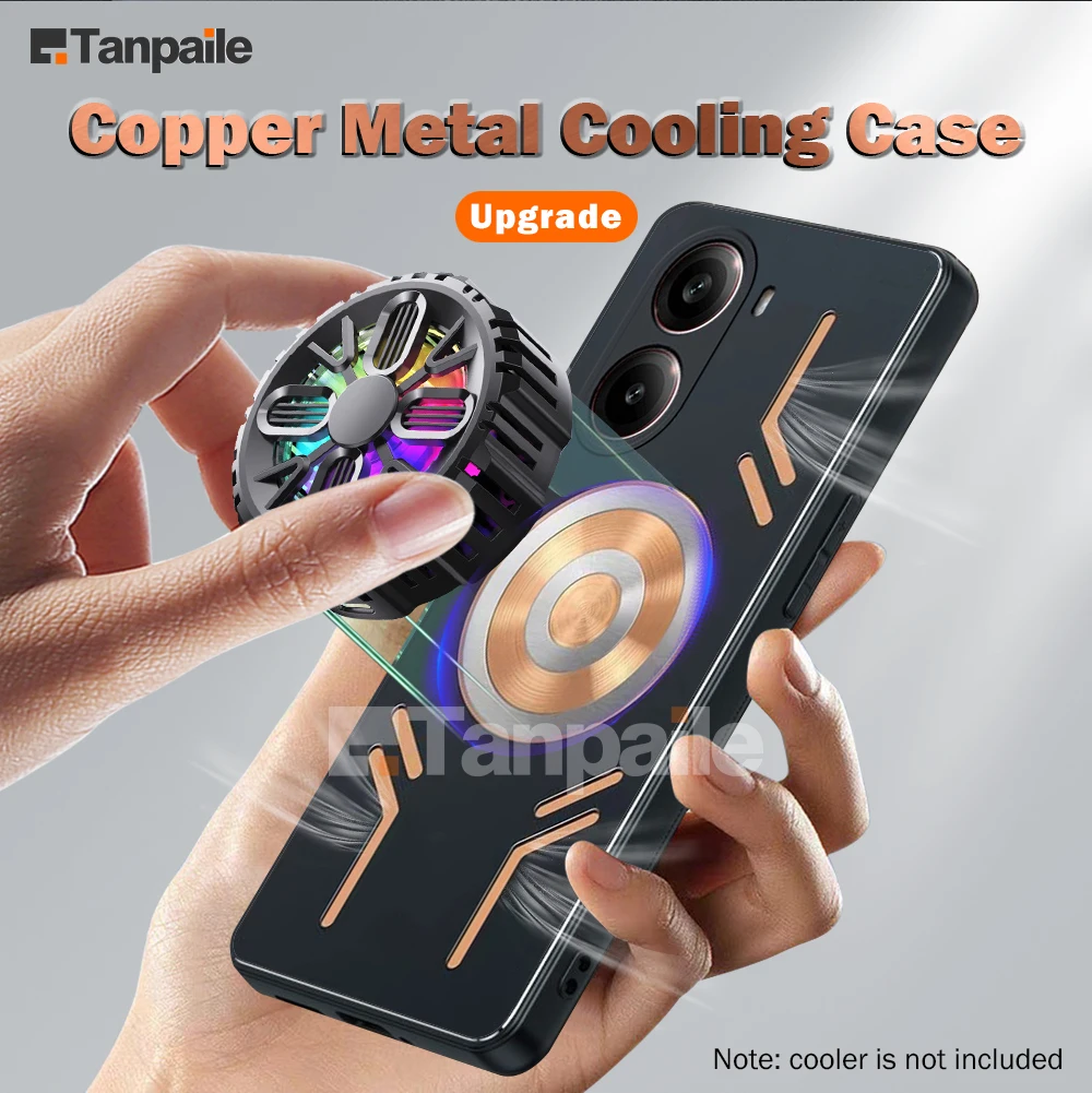 Tanpaile for Redmi Turbo4 Copper Metal Cooling Case Shockproof Gaming Heat Dissipation Bumper Funda