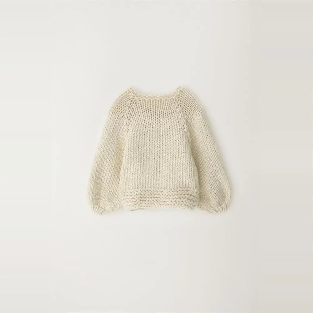 Handmade Woolen Knitted Sweater Coat Vintage Style round Neck Button up Short Coat for Women Warmth Comfortable Straight Cut