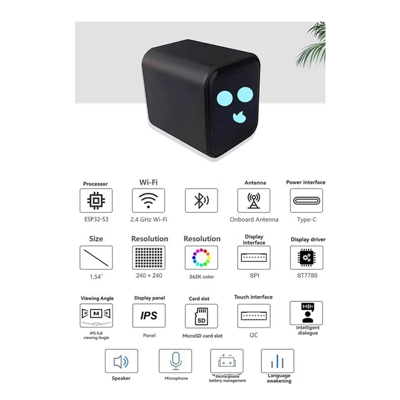 B03B-For Deepseek Xiaozhi AI Chat Robot ESP32-S3, 1.54 Inch LCD Display Wifi Weather Station Timeclock B