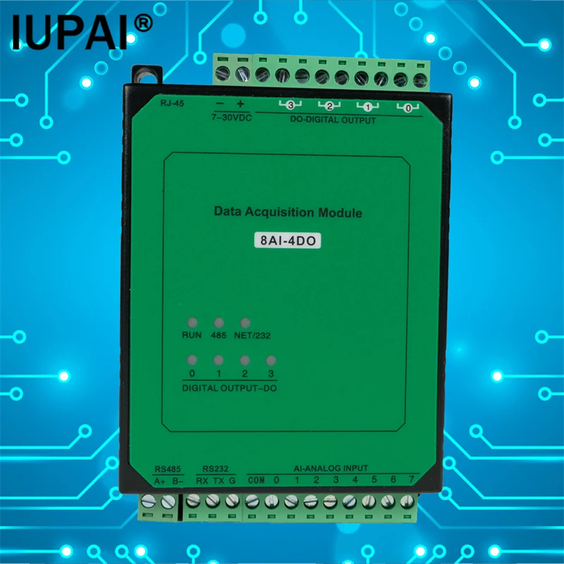 

8AI4DO 8channel Analog Acquisition Input 4channel Relay Output 220V5A ModbusTCP Ethernet Industrial Automation Module Controller