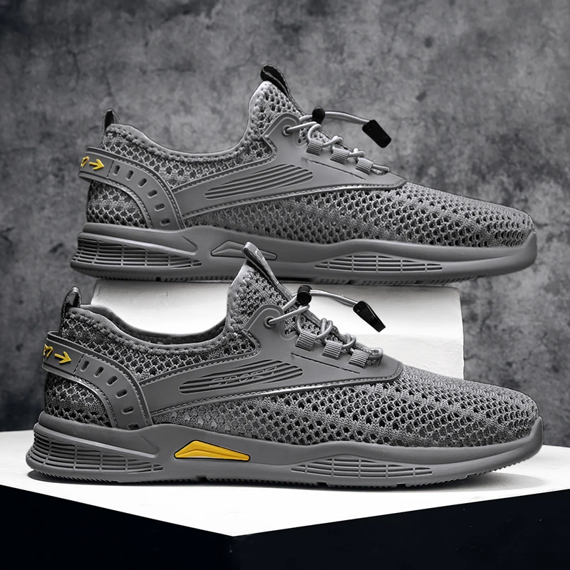 

Мужские летние дышащие кроссовки из тонкой сетки, легкие повседневные спортивные кроссовки с мягкой подошвой, модные, с перфорацией