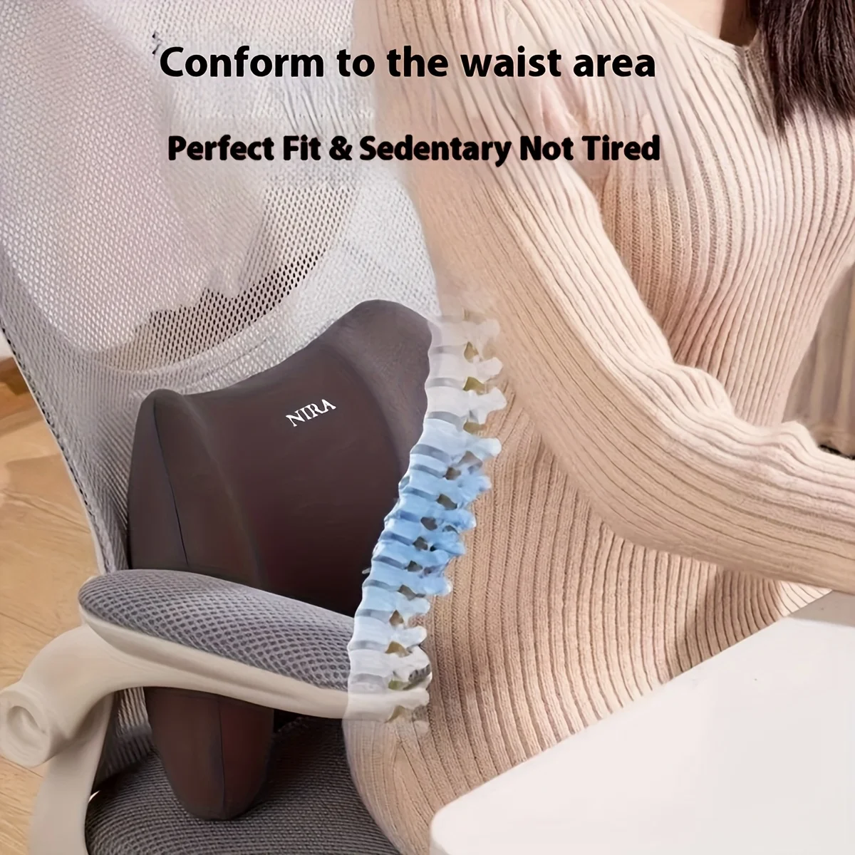 Ergonomic Memory Foam Lumbar Pillow for Office and Bed Sleepers - Comfortable Back Support Cushion with Washable Cover