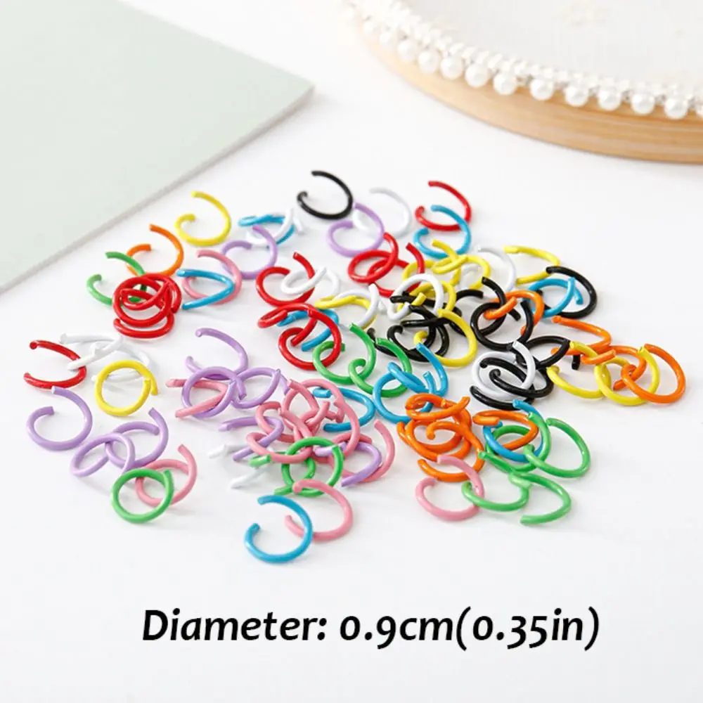 10PCS DIY สีสันแยกแหวนเปิดแหวนเครื่องประดับเชื่อมต่อแหวนเดี่ยวแหวนกระโดดสีอบเปิด LOOP ของขวัญ