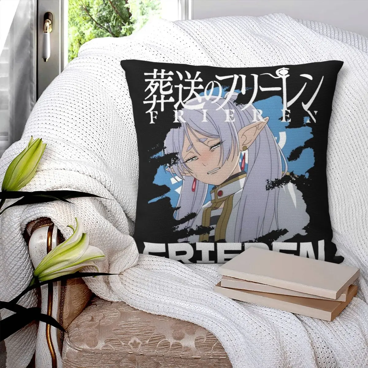 Frieren The Immortal Elf Mage Pillowcase Soft Polyester Cushion Cover Decor Throw Pillow Case Cover Home Zippered 40X40cm