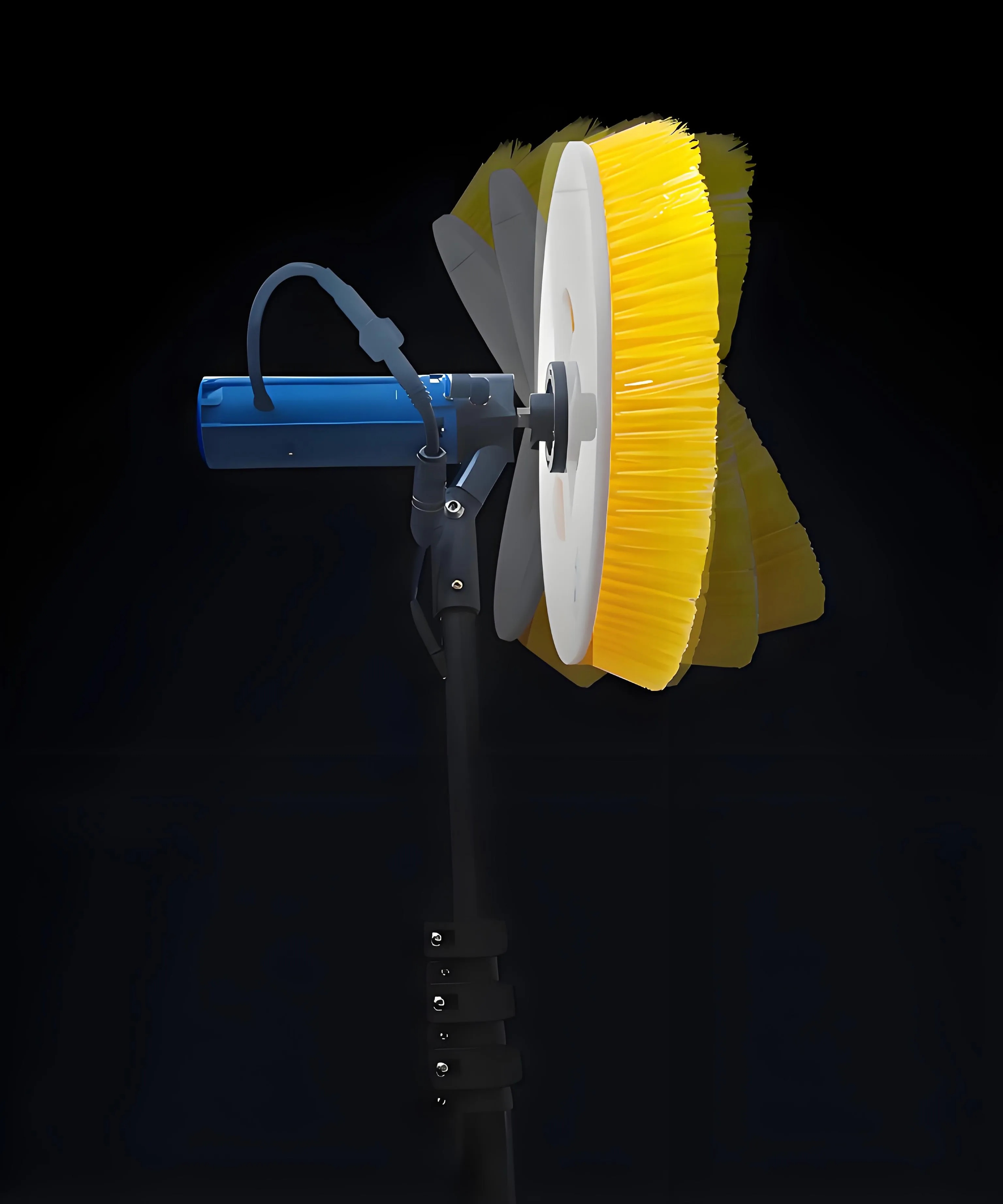 Single head solar panel cleaning brush expandable PP pole