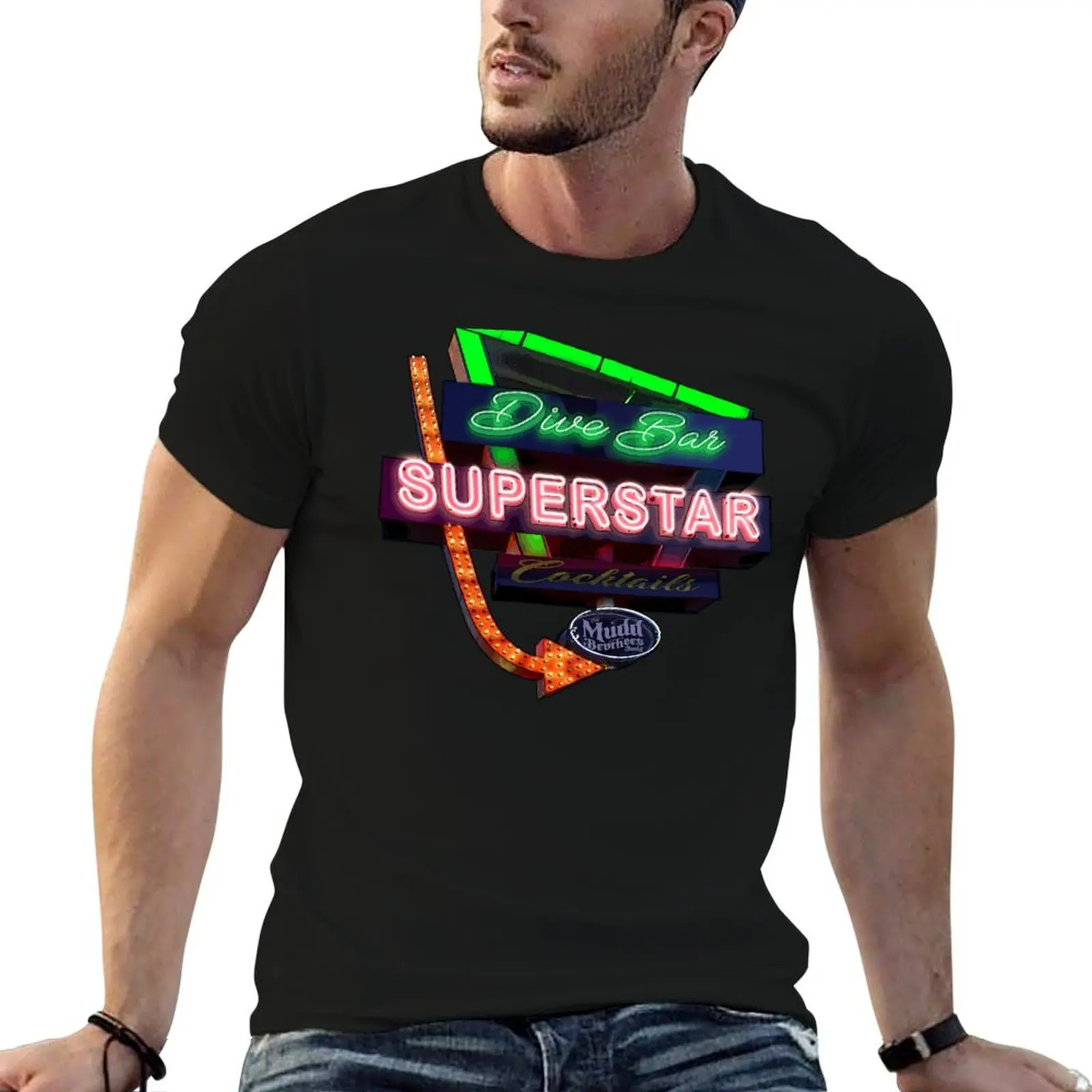 تي شيرت Dive Bar Superstar تي شيرت رجالي تي شيرت مع مطبوعات تي شيرت مطبوع حسب الطلب