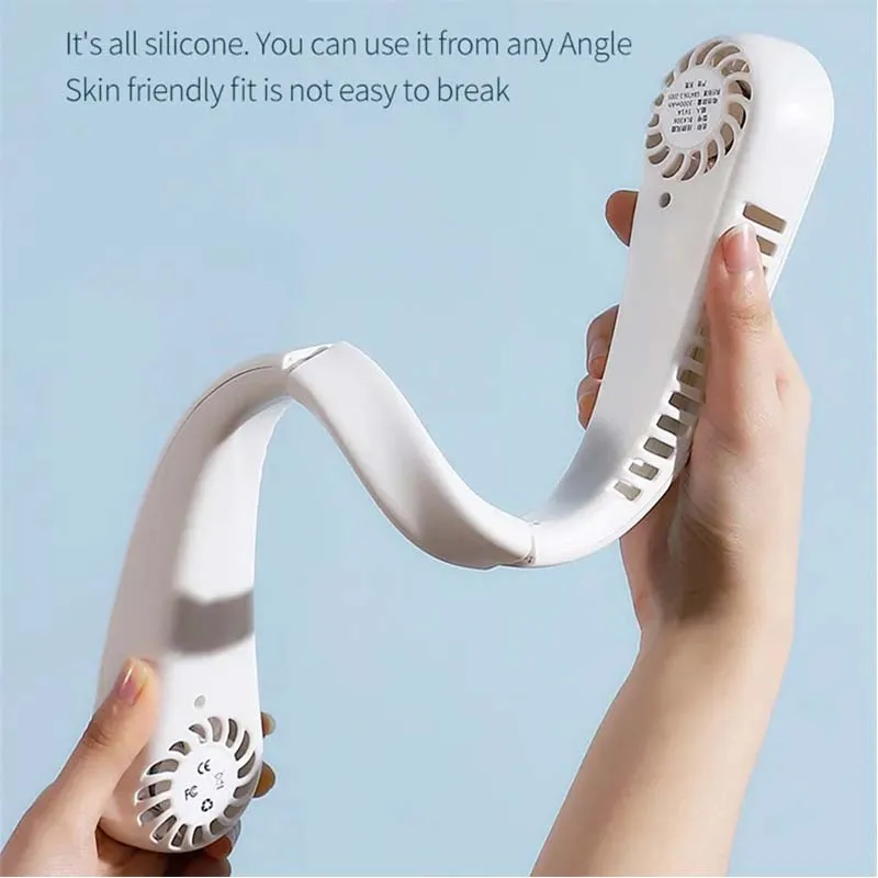 Hand-Free Neck Hanging Fan USB Charging Fan Portable Outdoor Mini Leafless Lazy Person Hanging Neck Strong Wind