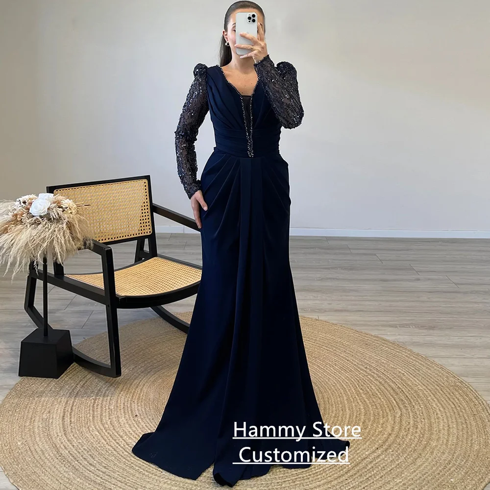 أزياء البحرية مساء اللباس مخصص الخامس الرقبة اللؤلؤ مطرزة حورية البحر فستان حفلات سويب تراين فساتين الحفلات الرسمية للمرأة #1