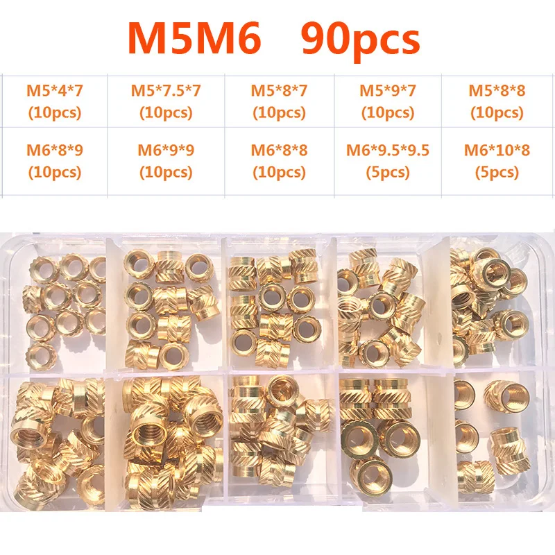 Mutter Einsatz Messing Hot Melt Einsatz Rändelmutter 3D Drucker Gewinde Wärmeformung Doppel Twill Injektion Einbettungsmutter M2 M3 M4 M5 M6 – Detail 20