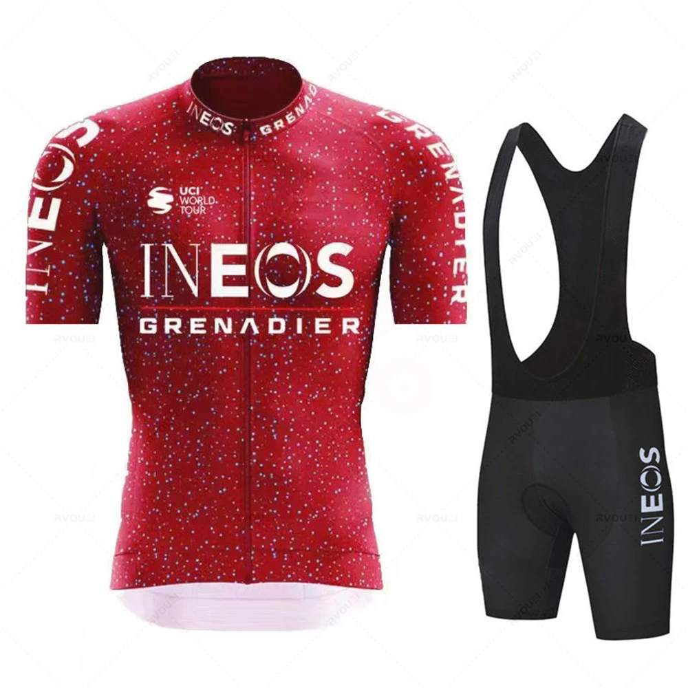 INEOS-Team Cycling Jersey Set for Men, Short Sleeve, MTB Race Cycling Clothing, Outdoor Riding Bike Uniform, Summer, 2023