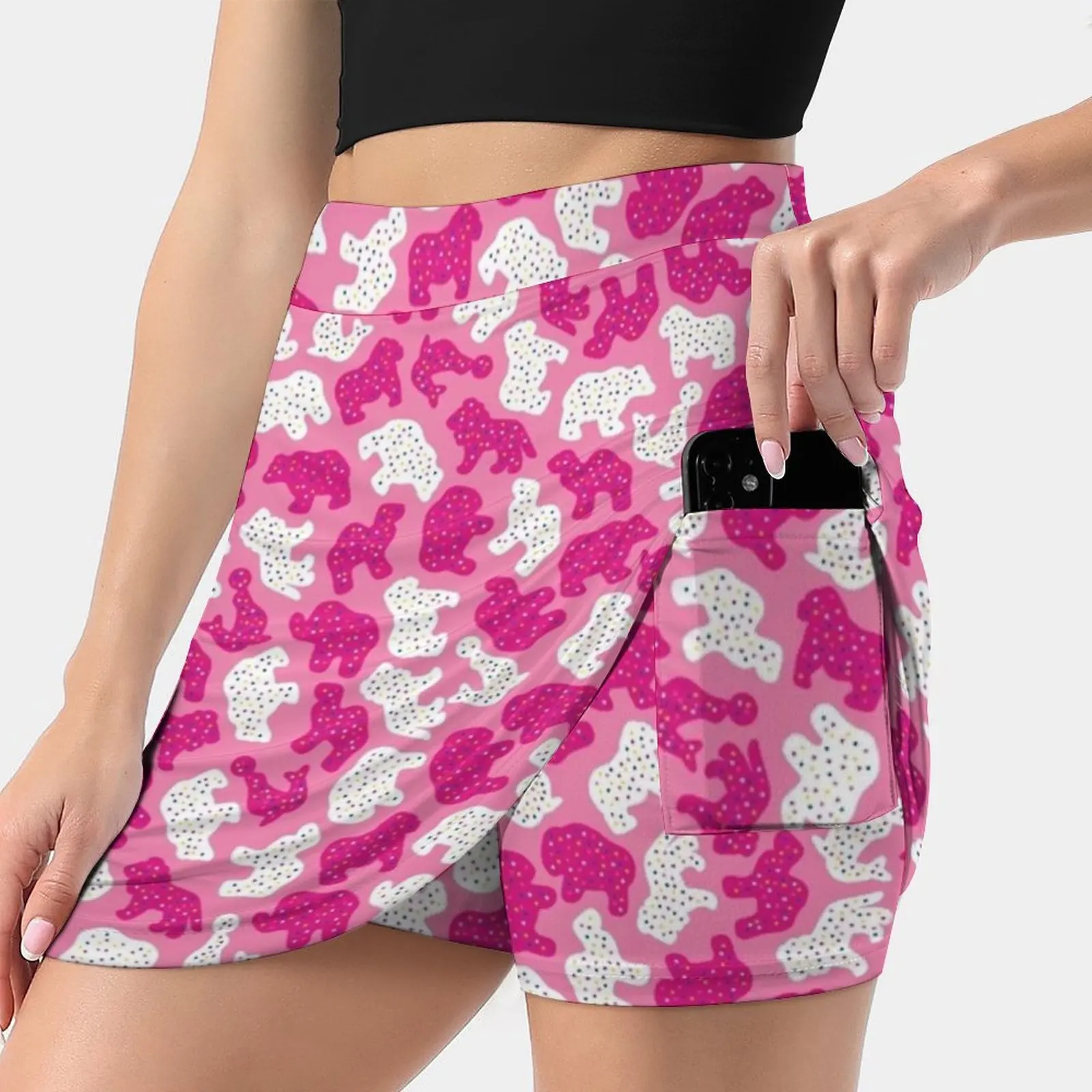 

Pink Frosted Animal Cookies Women's skirt Sport Skort Skirt With Pocket Fashion Korean Style Skirt 4Xl Skirts Circus Animals