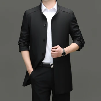 High End Anti Wrinkle New Brand Business Casual Fashion Slim Fit Trench Coats Spring Autumn Overcoat Long Jacket ​​Outercoat 6