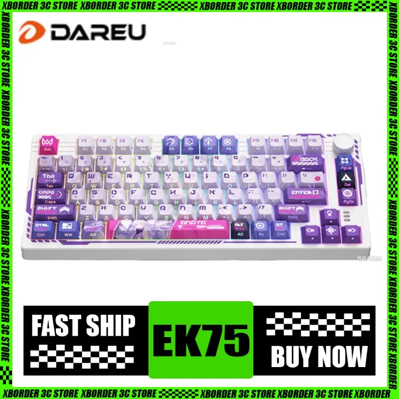 

DAREU EK75 Mechanical Keyboard Elia Anime 3 Mode Wireless Hot Plug Side Engraved Mechanical Keyboard High Appearance Game Gift
