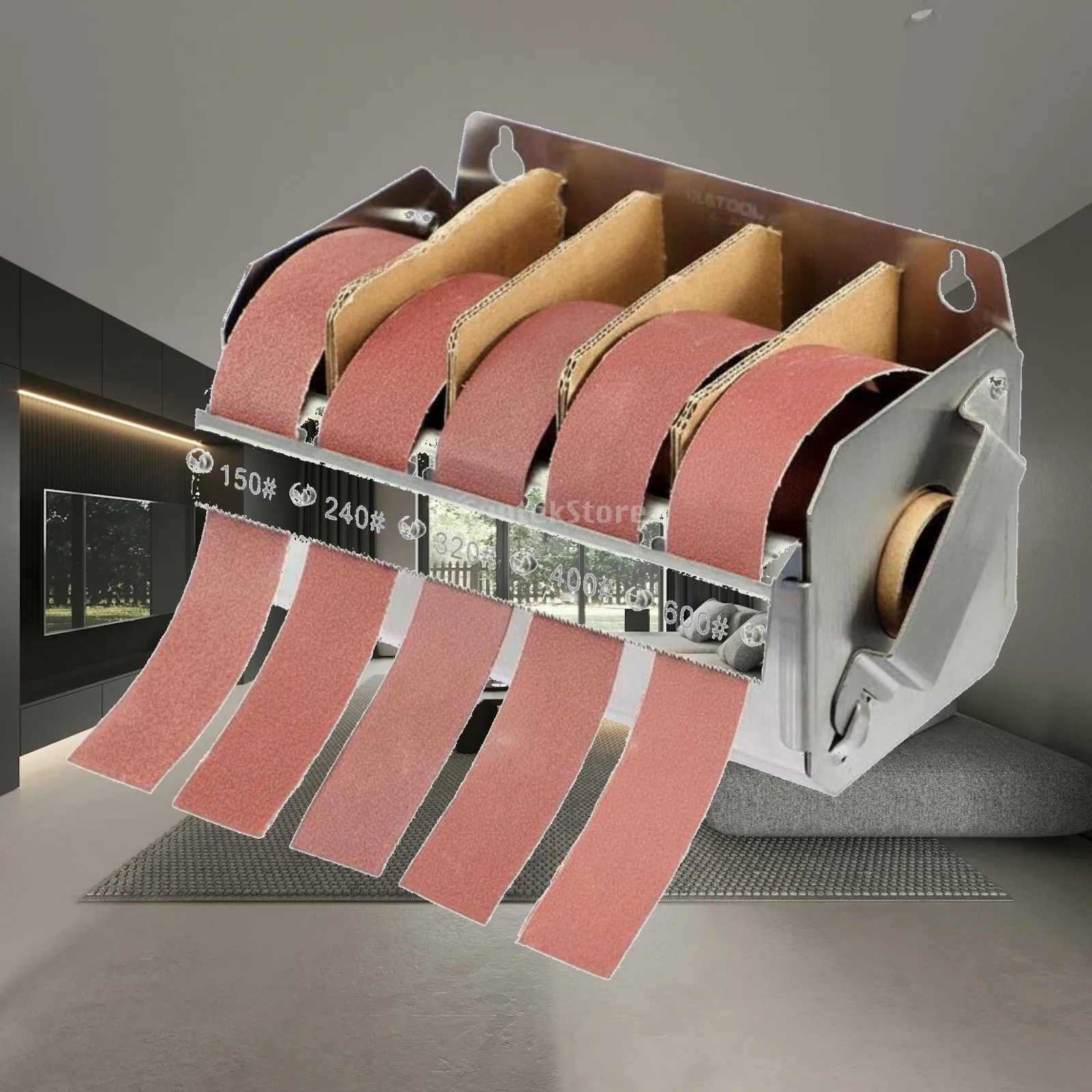 stainless-steel-sandpaper-roll-holder-retractable-for-metalworkers-woodworkers