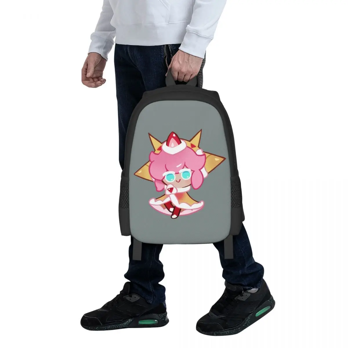 Strawberry Crepe Cookie! Cookie Run Kingdom Student Backpack School Bag Hiking Travel Daypack Fashion Bookbag Shoulder Bags