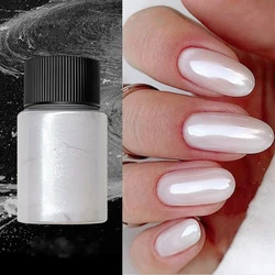 1Bottle White Chrome Pearl Nail Powder Shine Glitter Shell Auroras Nail Dust Mirror Effect Pigment Manicure Nail Art Decoration