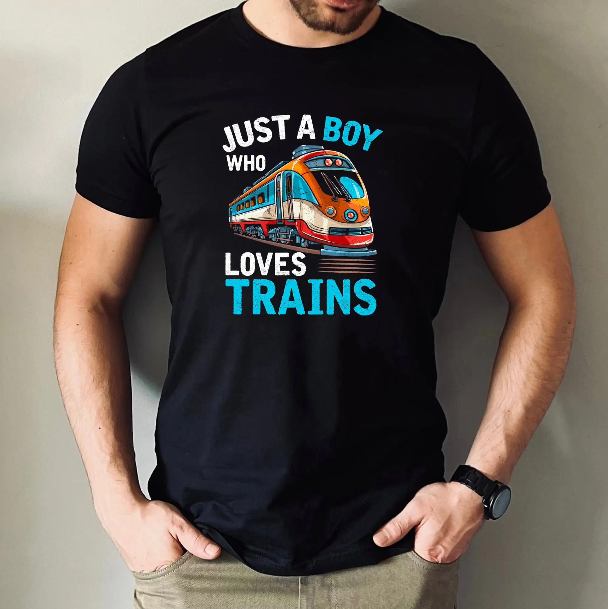 Boys Train T Shirt Kids Steam Engine Birthday Set Model Railroad Locomotive S