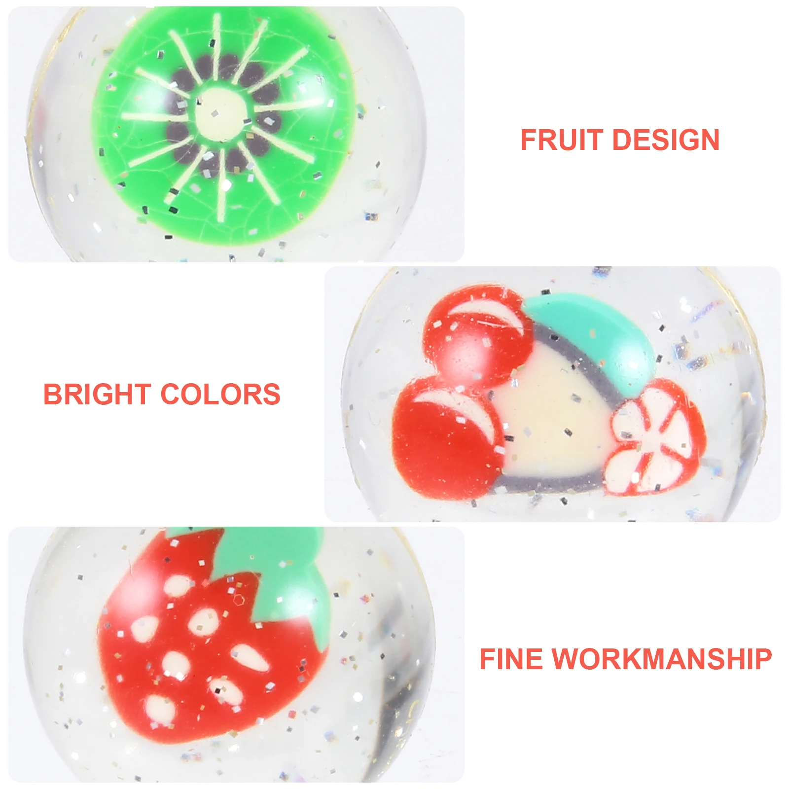 

6pcs Bouncing Balls Fruity Patterns Elastic Jumping Rubber Toys Kids Party Favor Boxes School Recess Educational Gifts Hand
