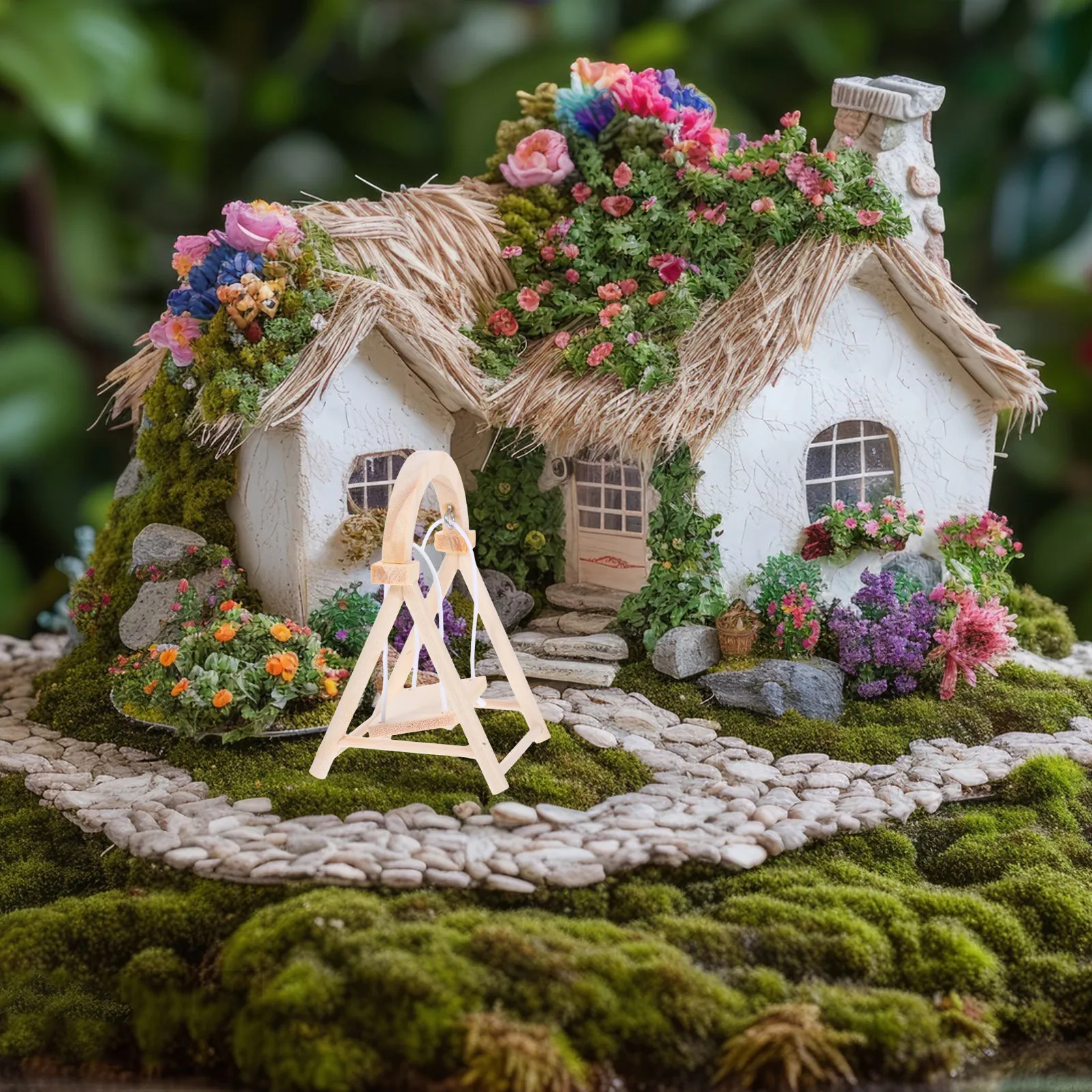 

Миниатюрные деревянные качели с натуральной отделкой, реалистичный дизайн для кукольного домика, декора сада и патио, поделок своими руками, мебели, микроландшафта, реквизита