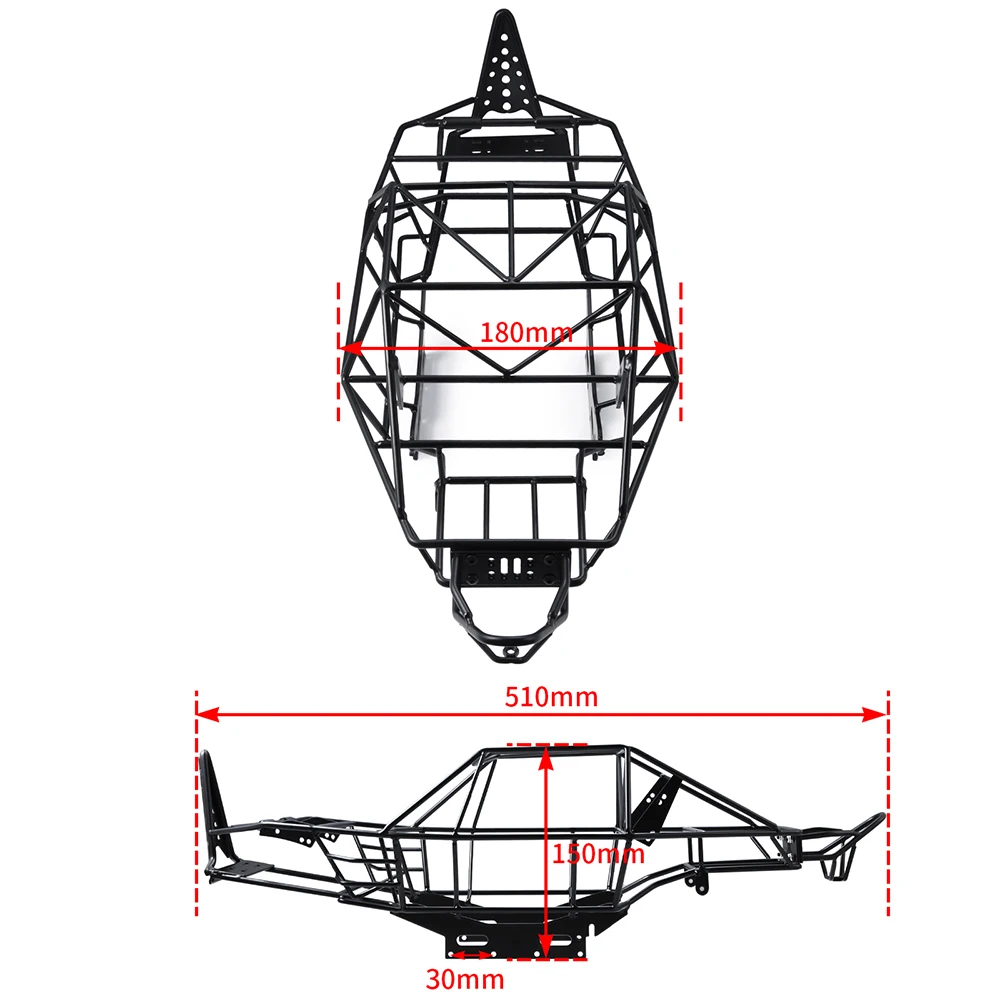 AXSPEED Steel Chassis Frame Body Full Tube Roll Cage for 1/10 Axial Wraith 90053 RR10 RC Crawler Car Parts