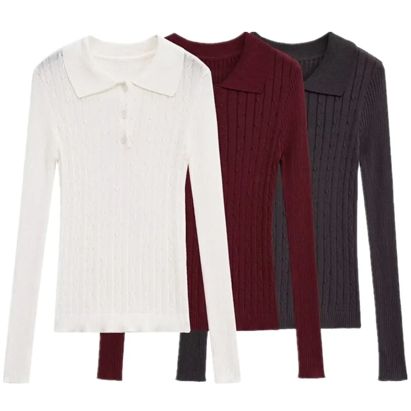 ผู้หญิง irt ยาว Sve ง่าย Sle หลายสีฤดูใบไม้ร่วงใหม่มาถึง Faionable ถัก Top เดินทาง Sle Slim Fit