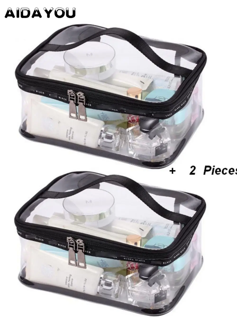 

Portable Clear Makeup Bag 2 Pieces Zipper Waterproof Transparent Travel Storage Pouch Cosmetic Toiletry Bag With Handle bag119