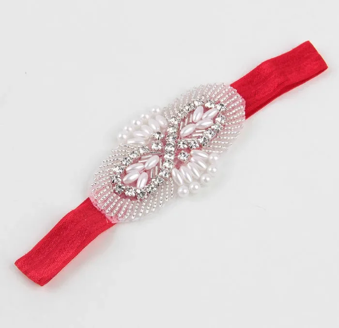 Yundfly Vintage Baby Girls Pearl Flower Rhinestone Headband Elastic Kids Hair Accessories Newborn Photo Prop