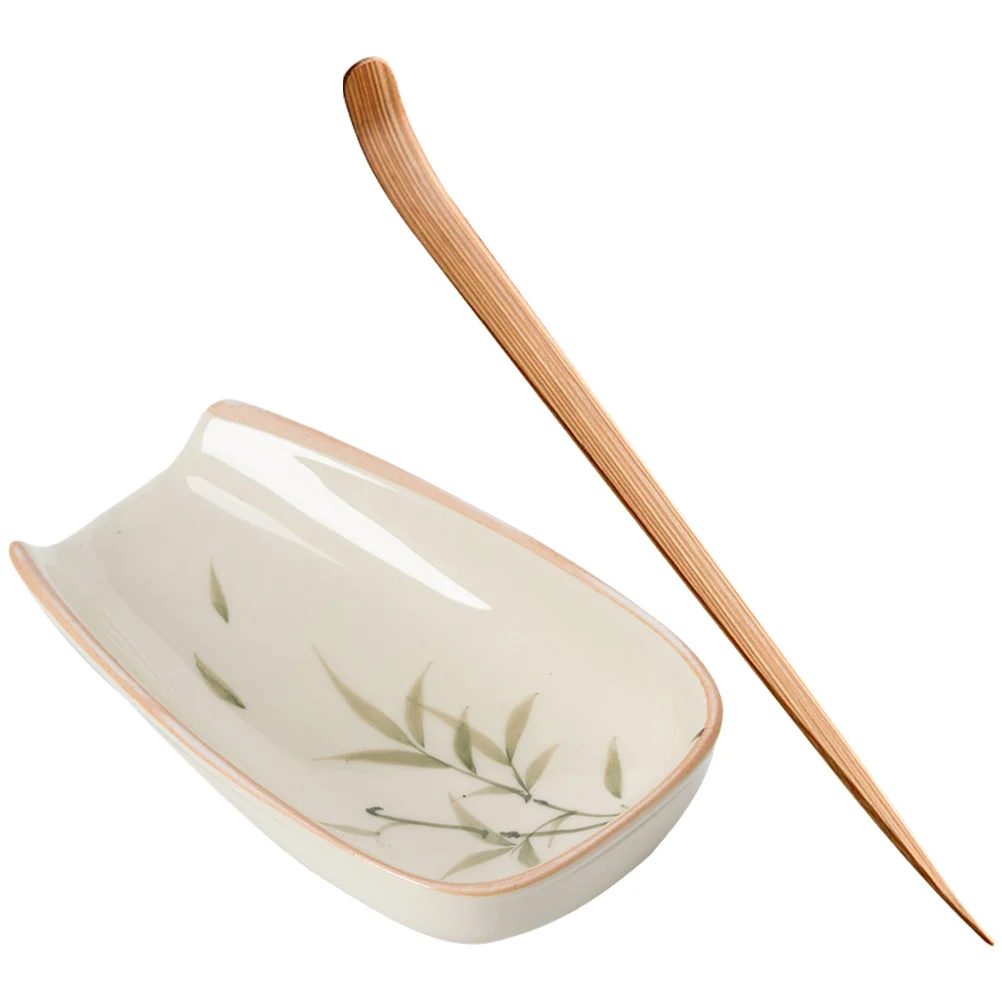 

1 set 1 Set Ceramic Wood Tea Scoop For Loose Leaf Tea Coffee Bean Portable Mini Scoop Small Grain Sugar Matcha Spoon Home Office