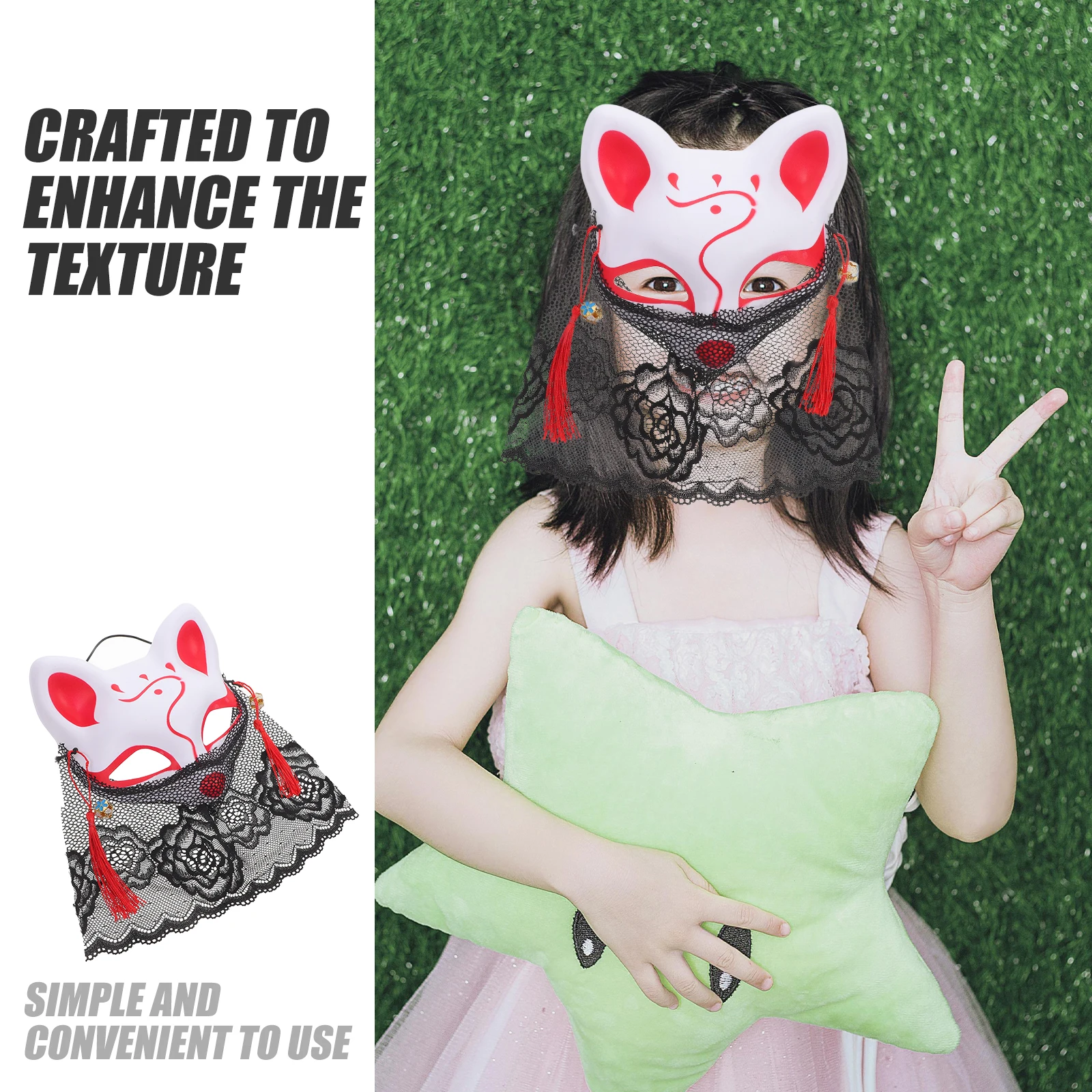 

Half Face Fox Mask Masquerade Cosplay Masks Halloween for Party Polyester Costumes Child