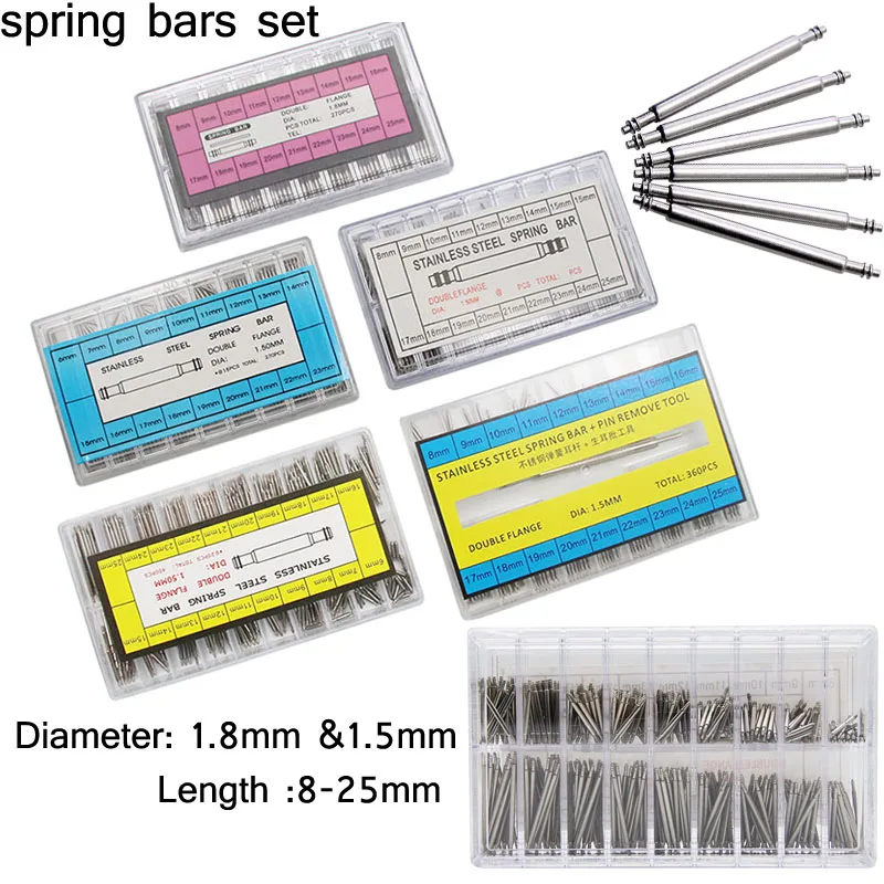 270 360 400pcs Stainless Steel Watch Band Strap Spring Bar Link Pins Remover Watch Accessories Repair Tool Strap Opener Set