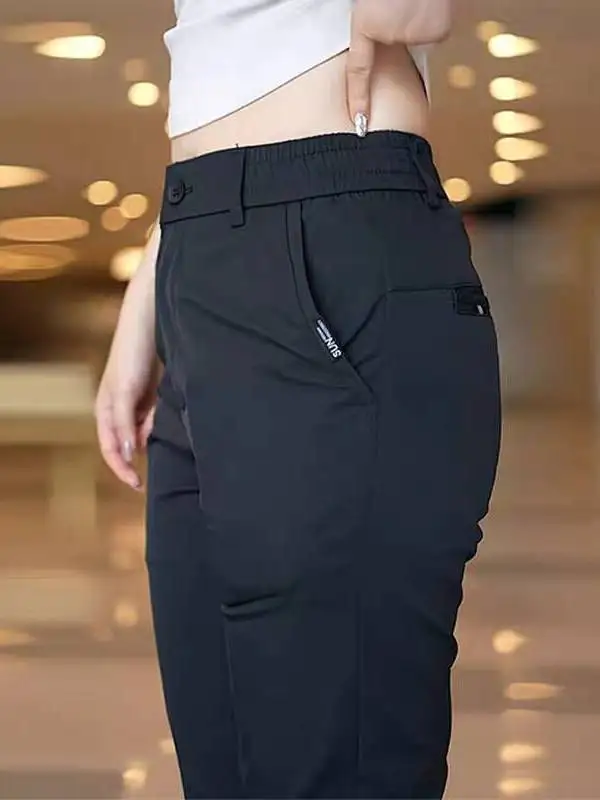 

Men's Casual Straight Leg Work Pants Elastic Waist Spring Autumn Wear Resistant Busin Sle 2025 New Faion Polyester Fiber